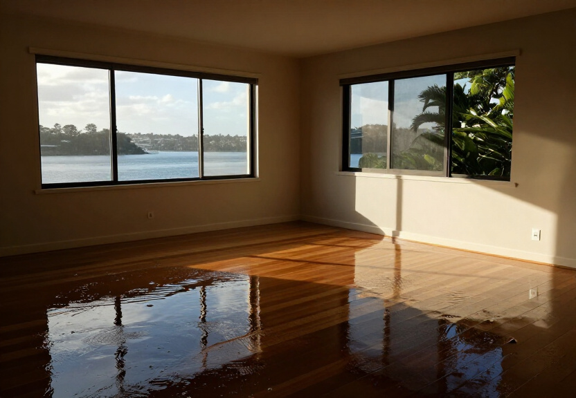 Flooded living room in Chippendale before restoration