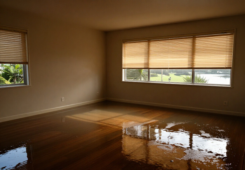Flooded office space in Chippendale before drying